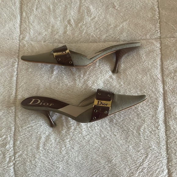 Dior Shoes - Christian Dior Croc Embossed Mules High Heels